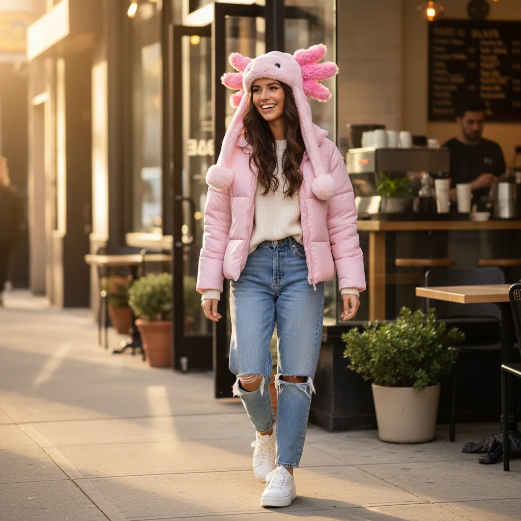 Axolotl Ear Flap Hat street style