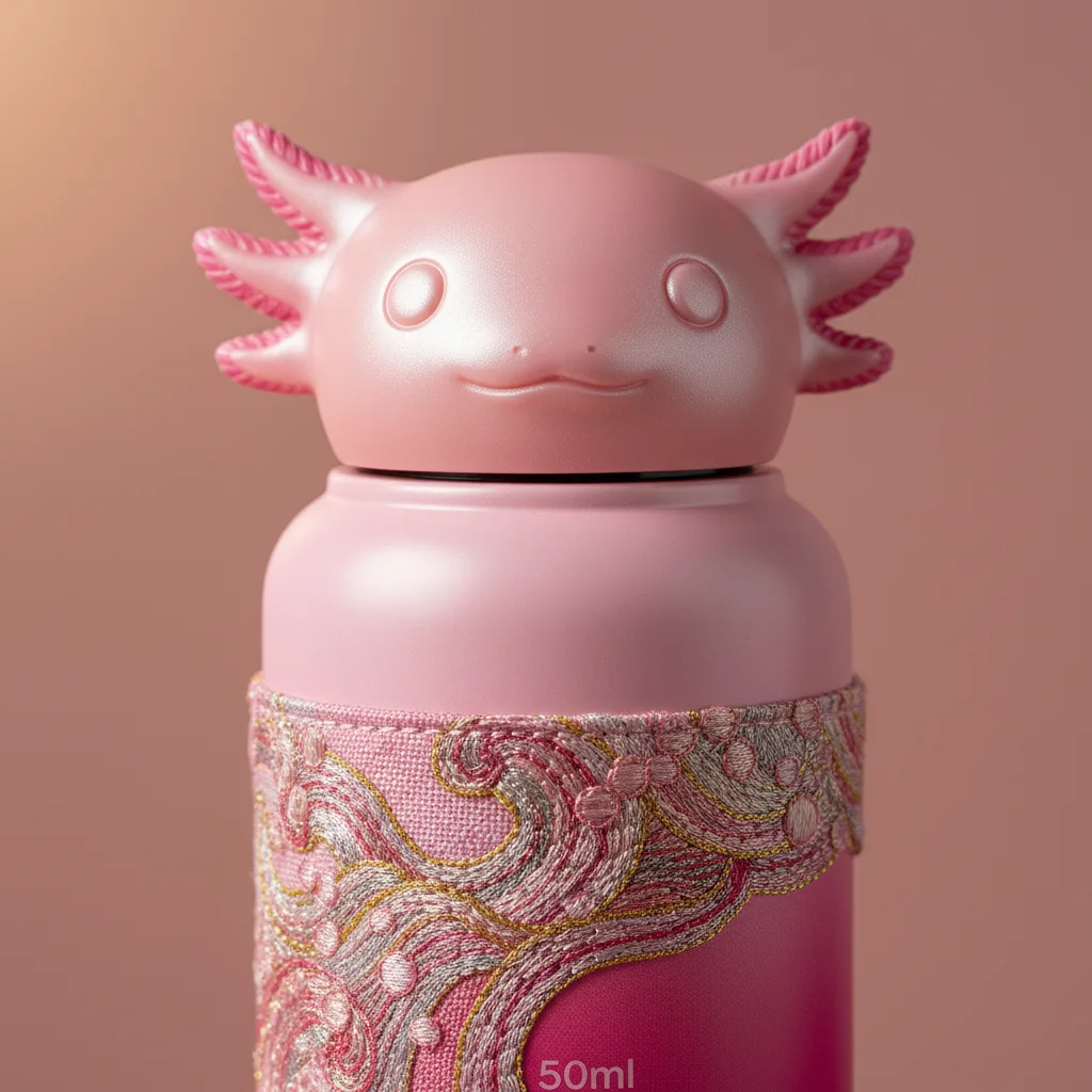 Axolotl Water Bottle detail close-up