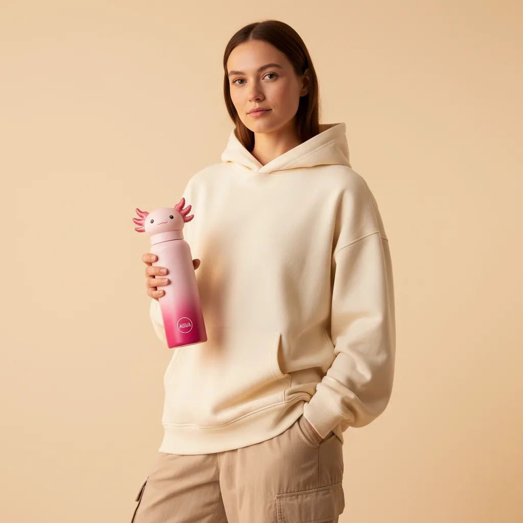 Axolotl Water Bottle on model