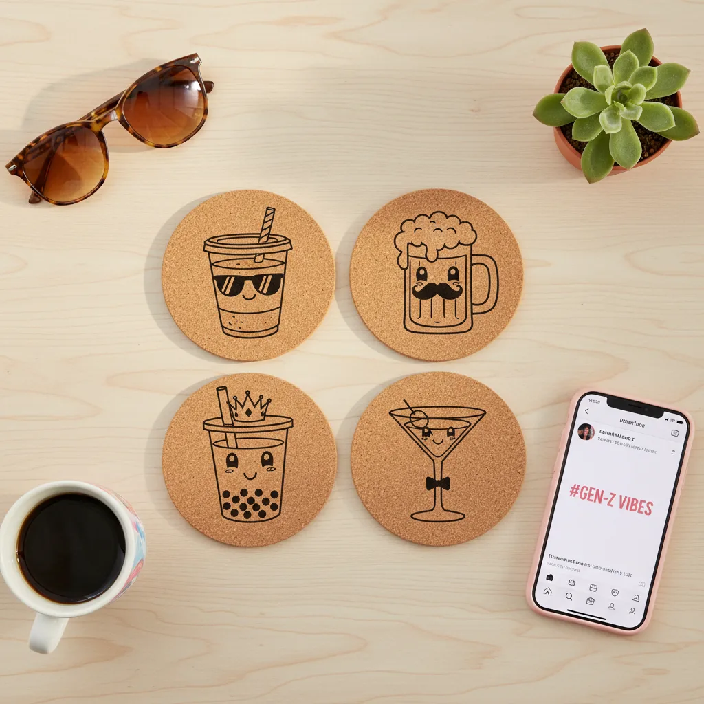 Boba Coaster Set flat lay
