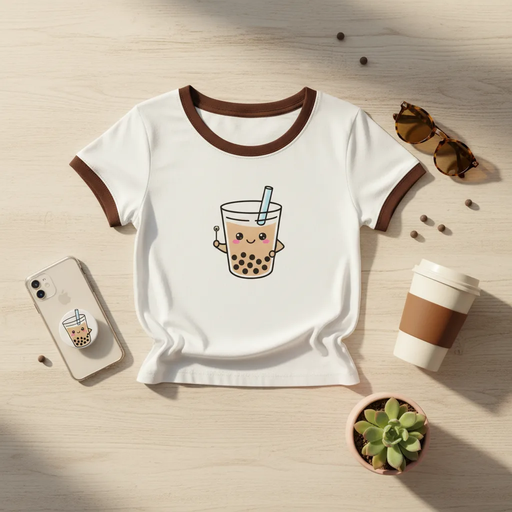Boba Ringer Tee flat lay