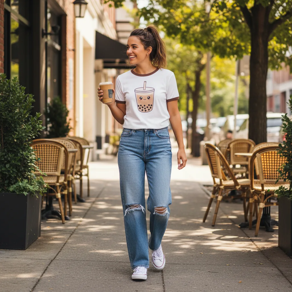 Boba Ringer Tee street style
