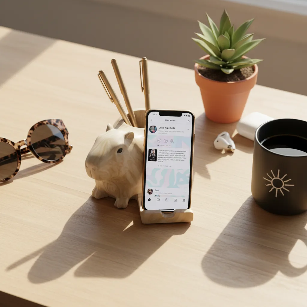 Capybara Desk Organizer flat lay