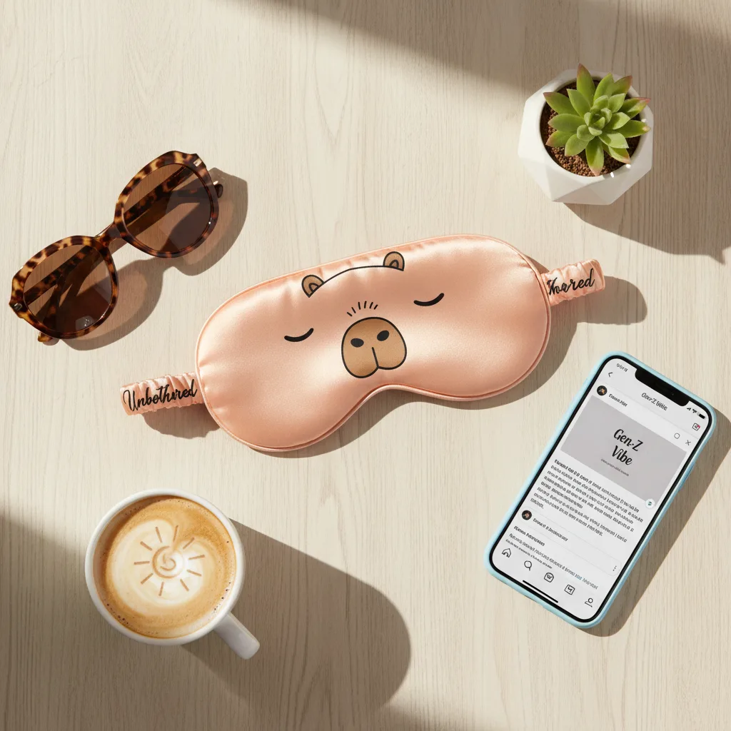 Capybara Sleep Mask flat lay