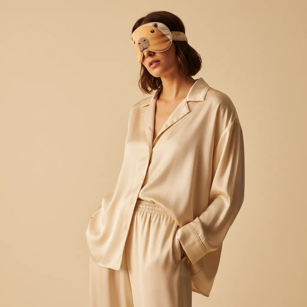 Capybara Sleep Mask on model