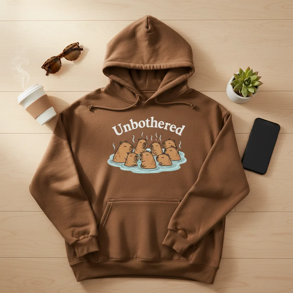 Capybara Zen Hoodie flat lay