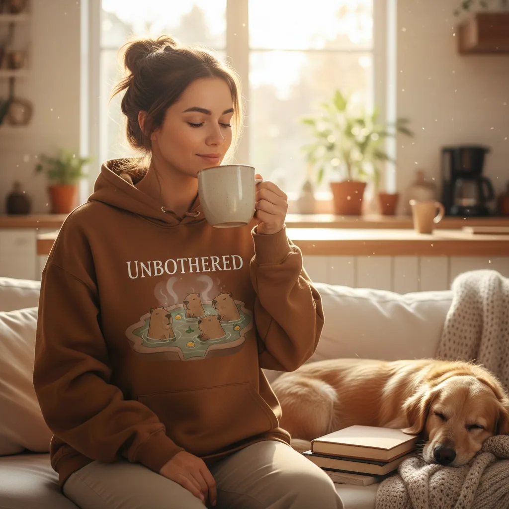 Capybara Zen Hoodie lifestyle