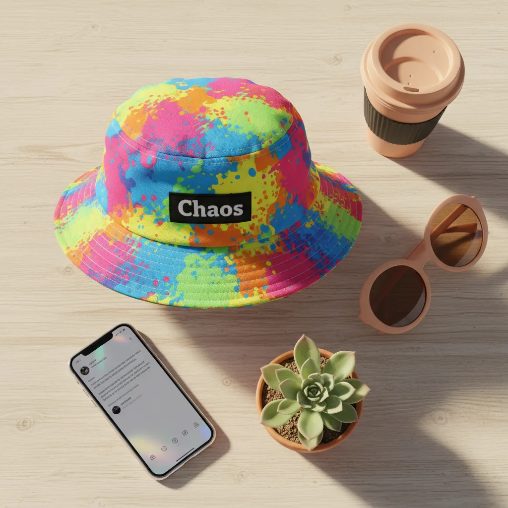 Chaos Bucket Hat flat lay