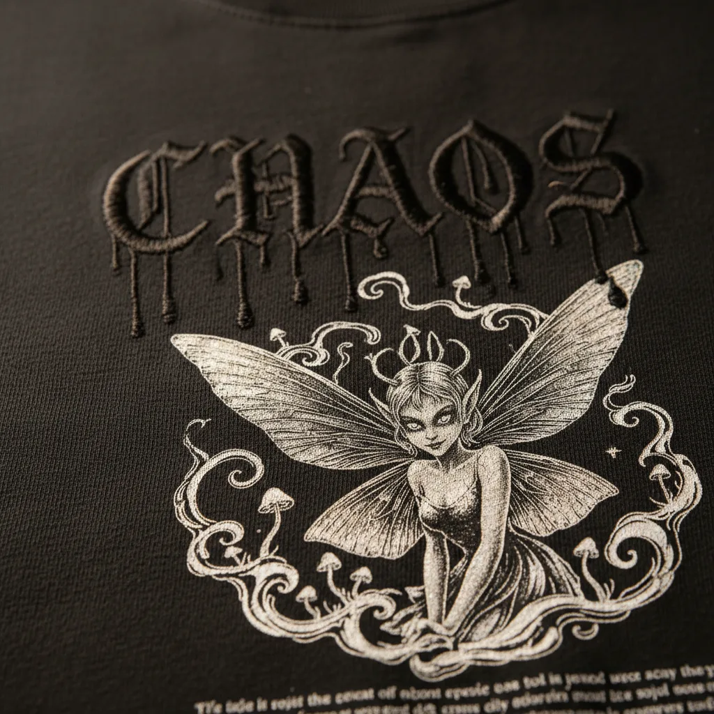 Chaos Fairy Tee detail close-up