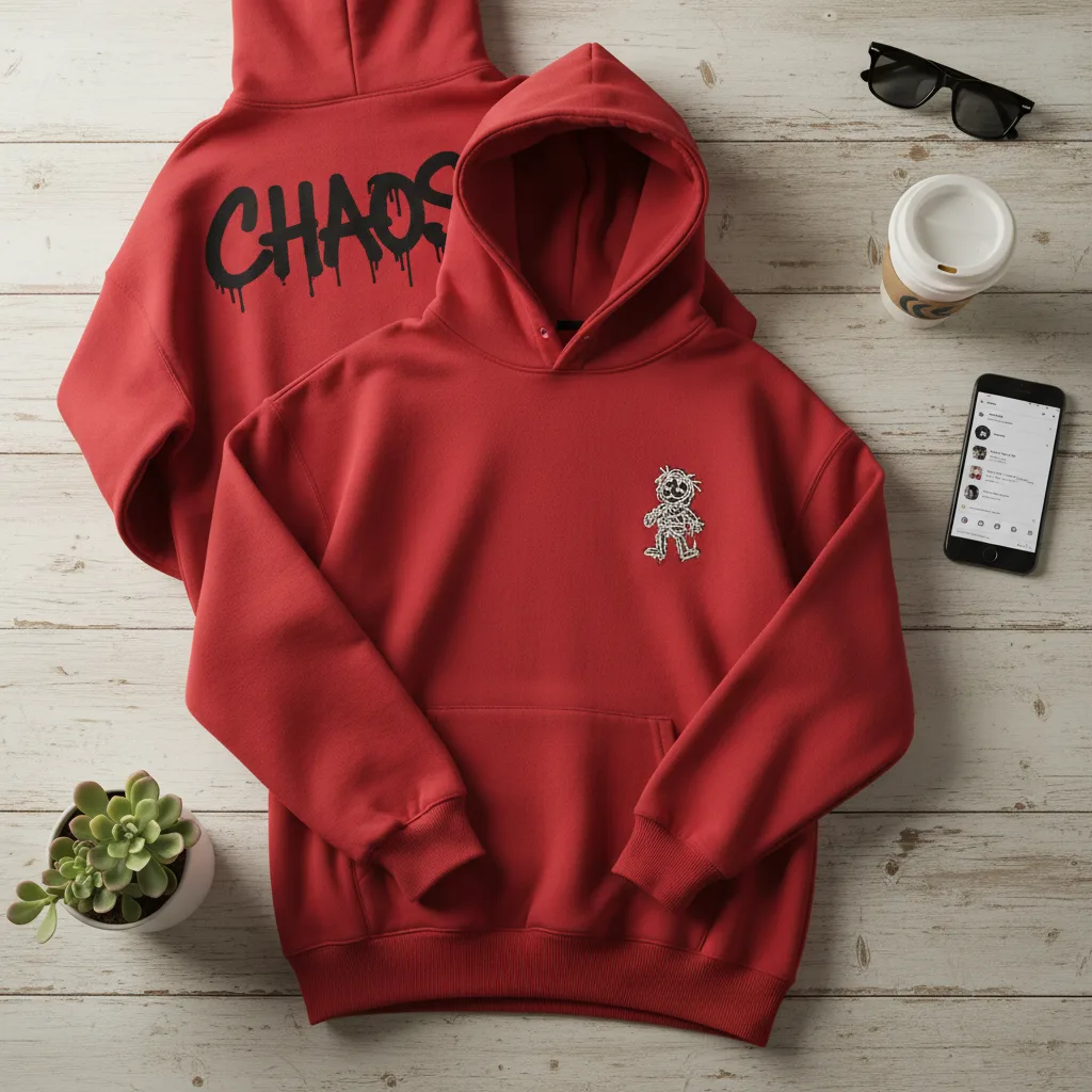 Chaos Hoodie flat lay