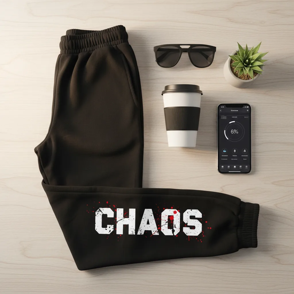 Chaos Sweats flat lay