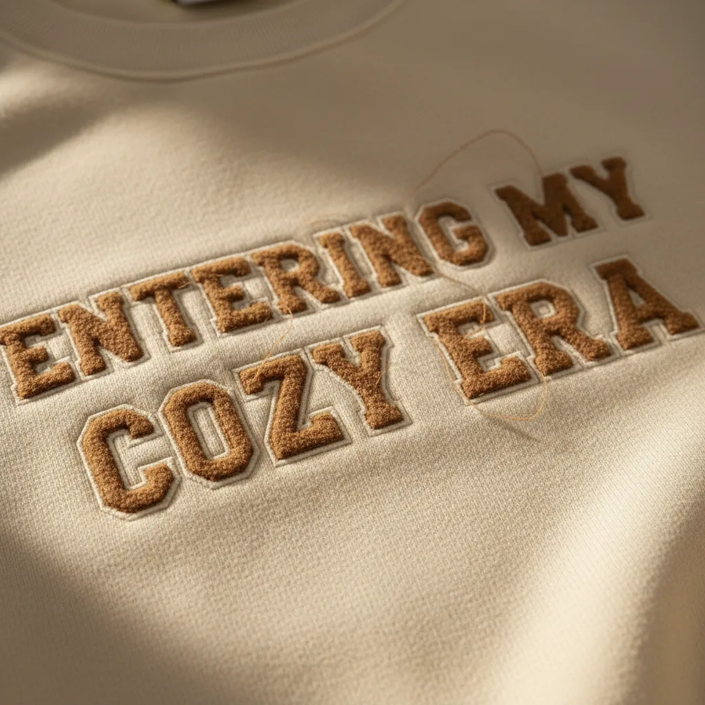 Cozy Era Crewneck detail close-up