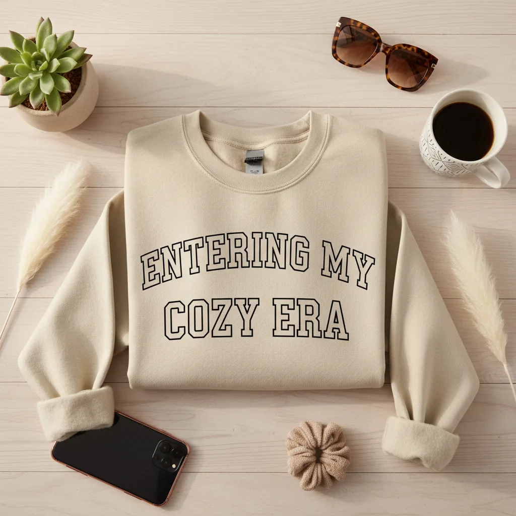 Cozy Era Crewneck flat lay