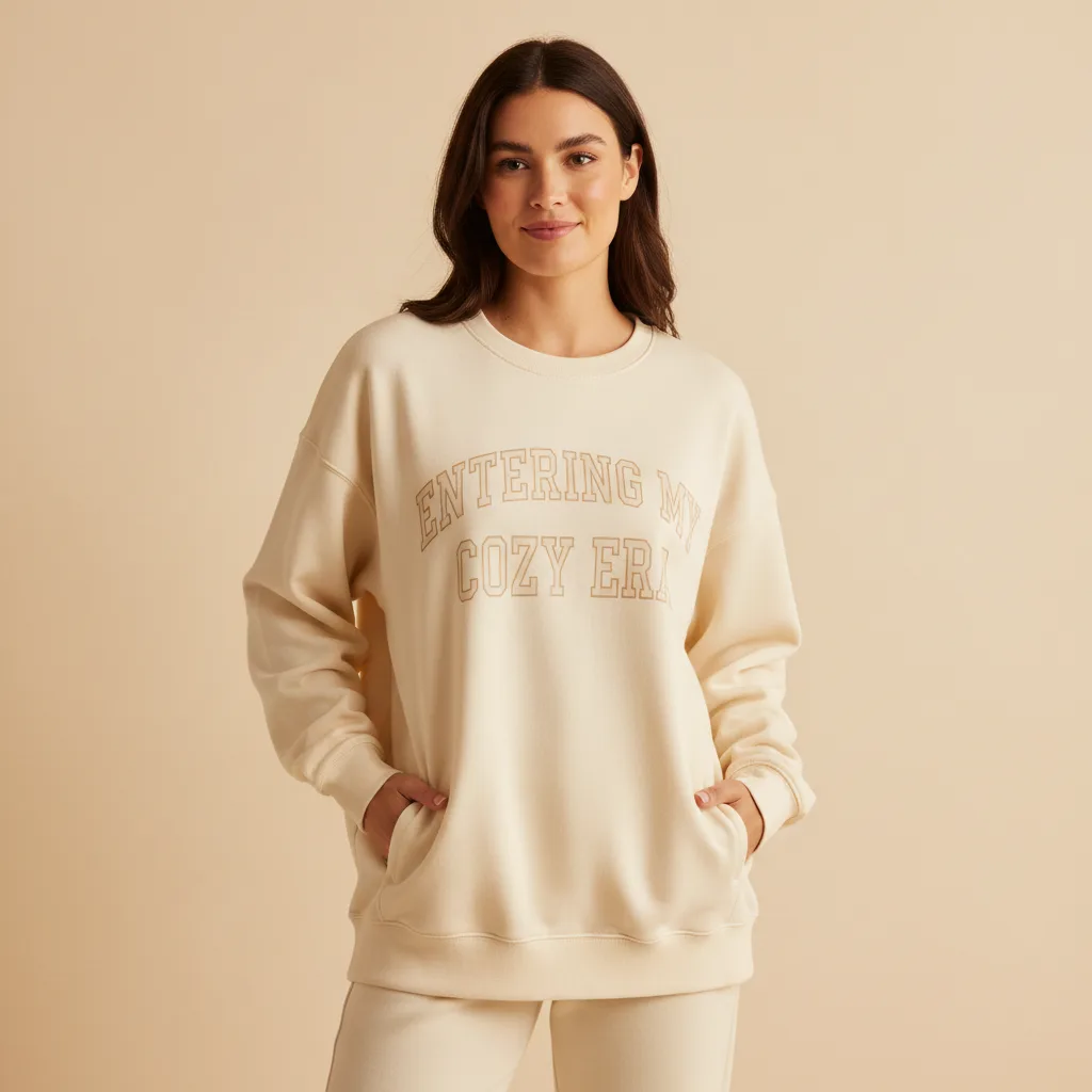 Cozy Era Crewneck on model