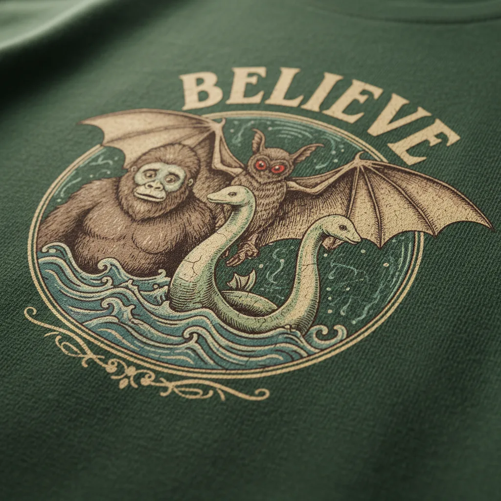 Cryptid Club Tee detail close-up