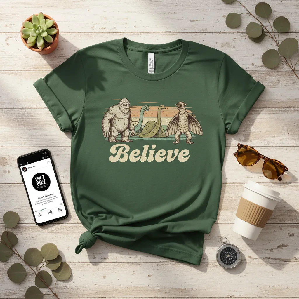 Cryptid Club Tee flat lay