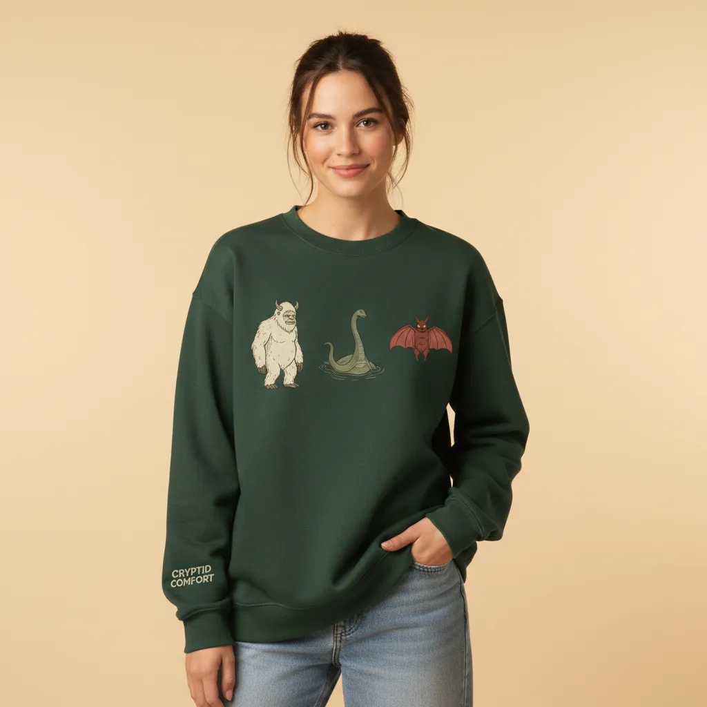 Cryptid Crewneck on model