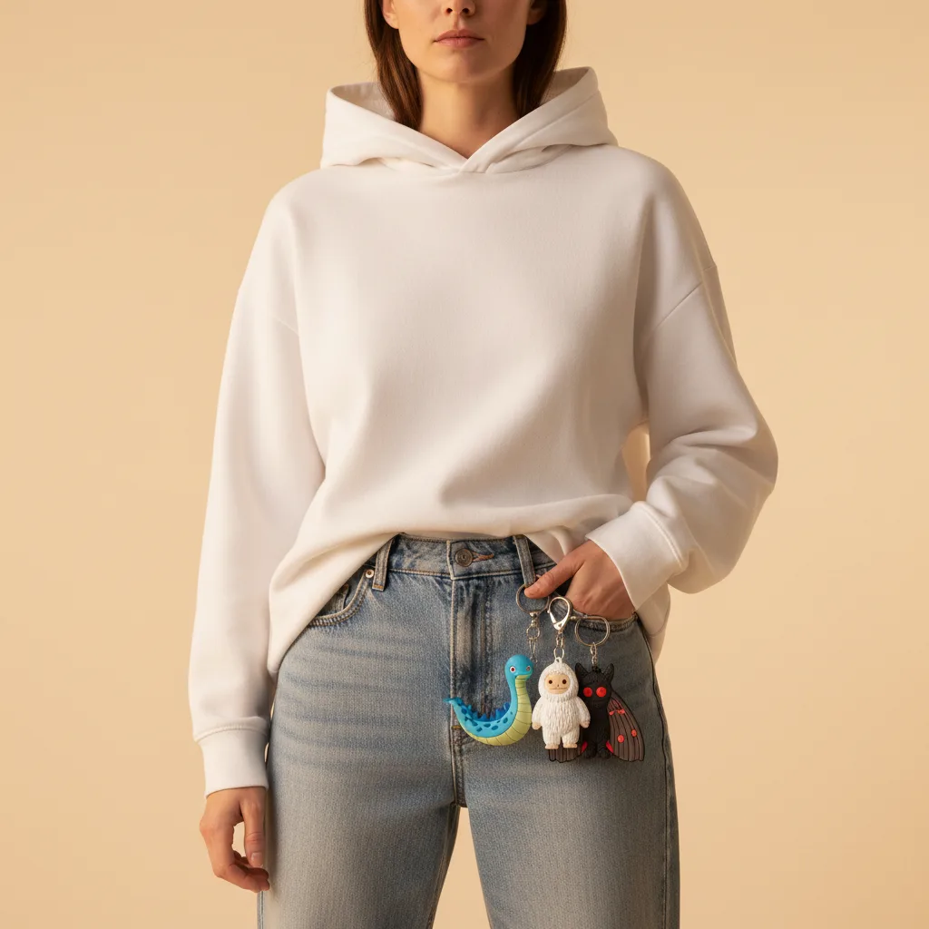 Cryptid Keychain Set on model