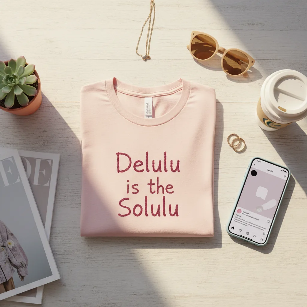 Delulu Manifesting Tee flat lay