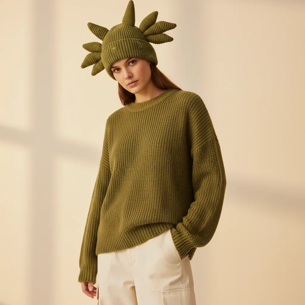 Dragon Horns Beanie on model