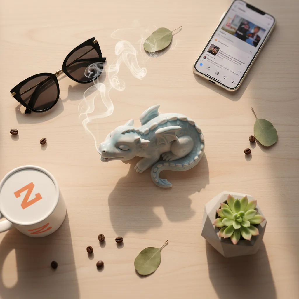 Dragon Incense Holder flat lay