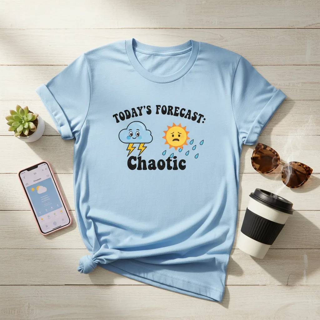 Feelings Forecast Tee flat lay