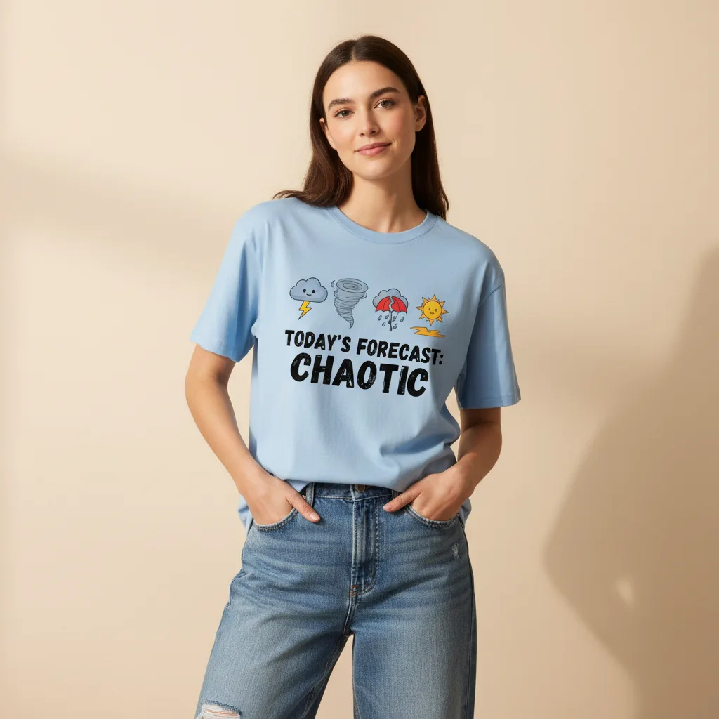 Feelings Forecast Tee on model