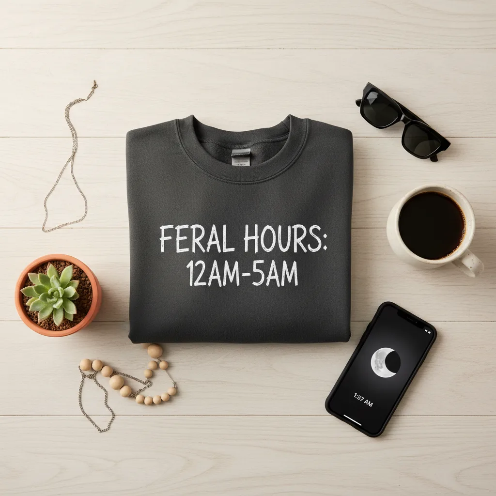 Feral Hours Crewneck flat lay