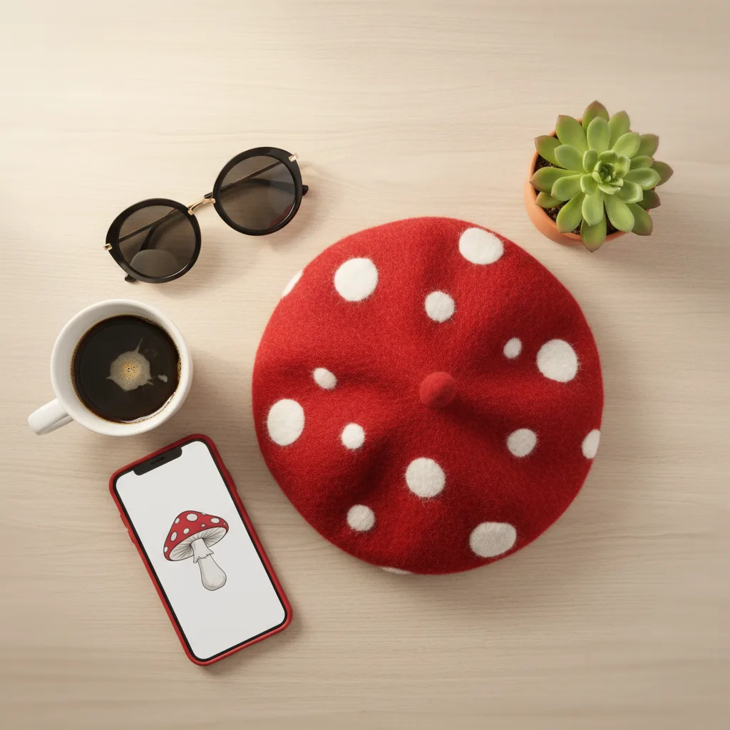 Mushroom Beret flat lay