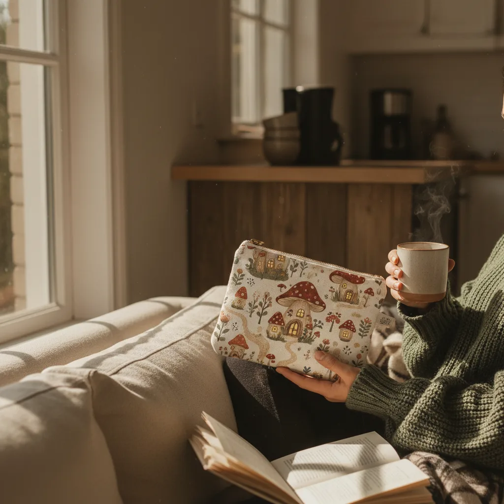 Mushroom Canvas Pouch lifestyle