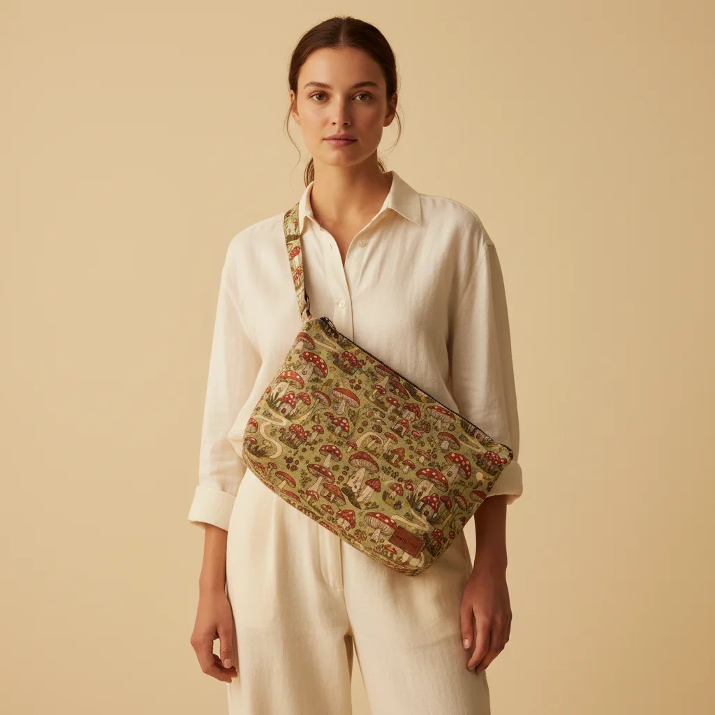 Mushroom Canvas Pouch on model