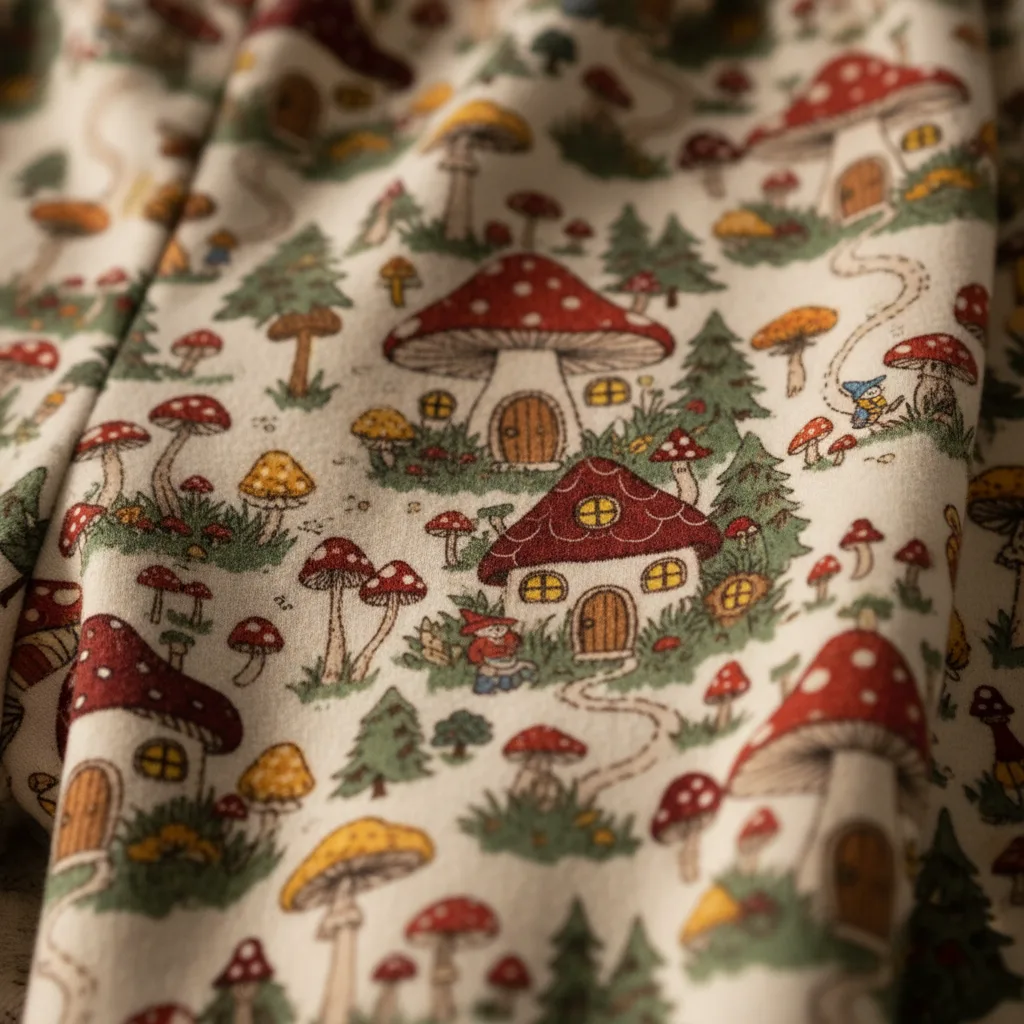 Mushroom Pajama Pants detail close-up