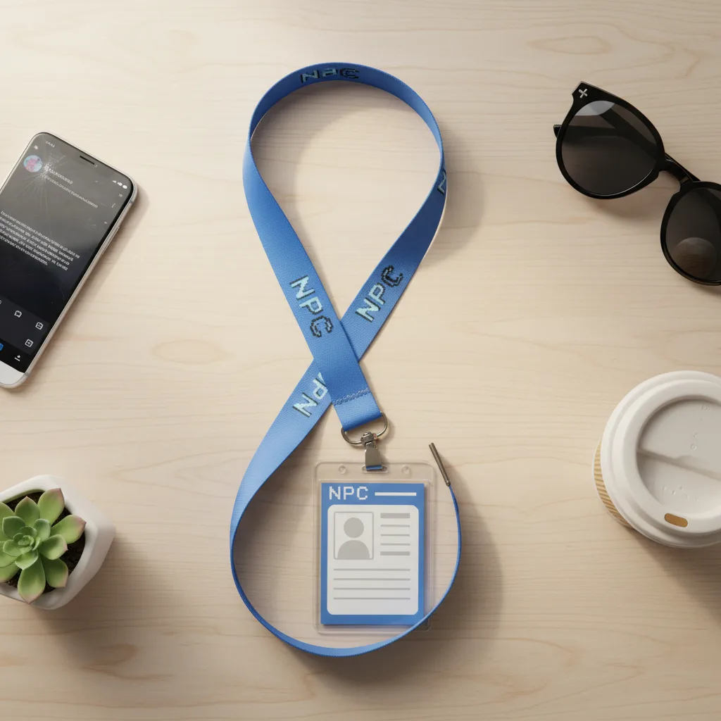 NPC Name Badge Lanyard flat lay