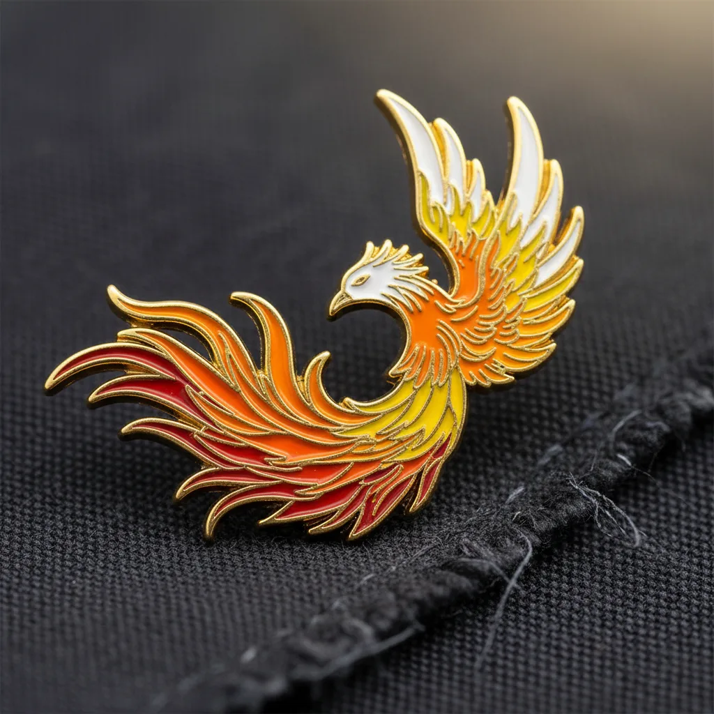 Phoenix Enamel Pin detail close-up