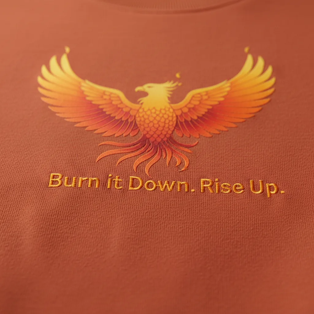 Phoenix Rising Crewneck detail close-up