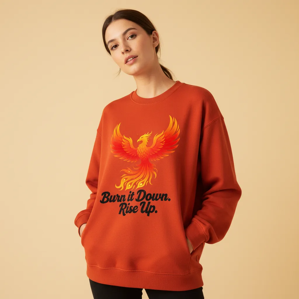 Phoenix Rising Crewneck on model
