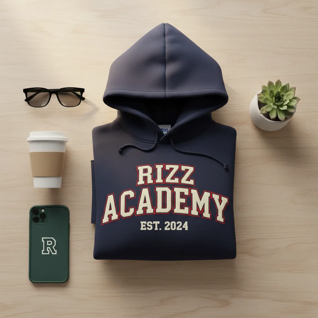 Rizz Academy Hoodie flat lay