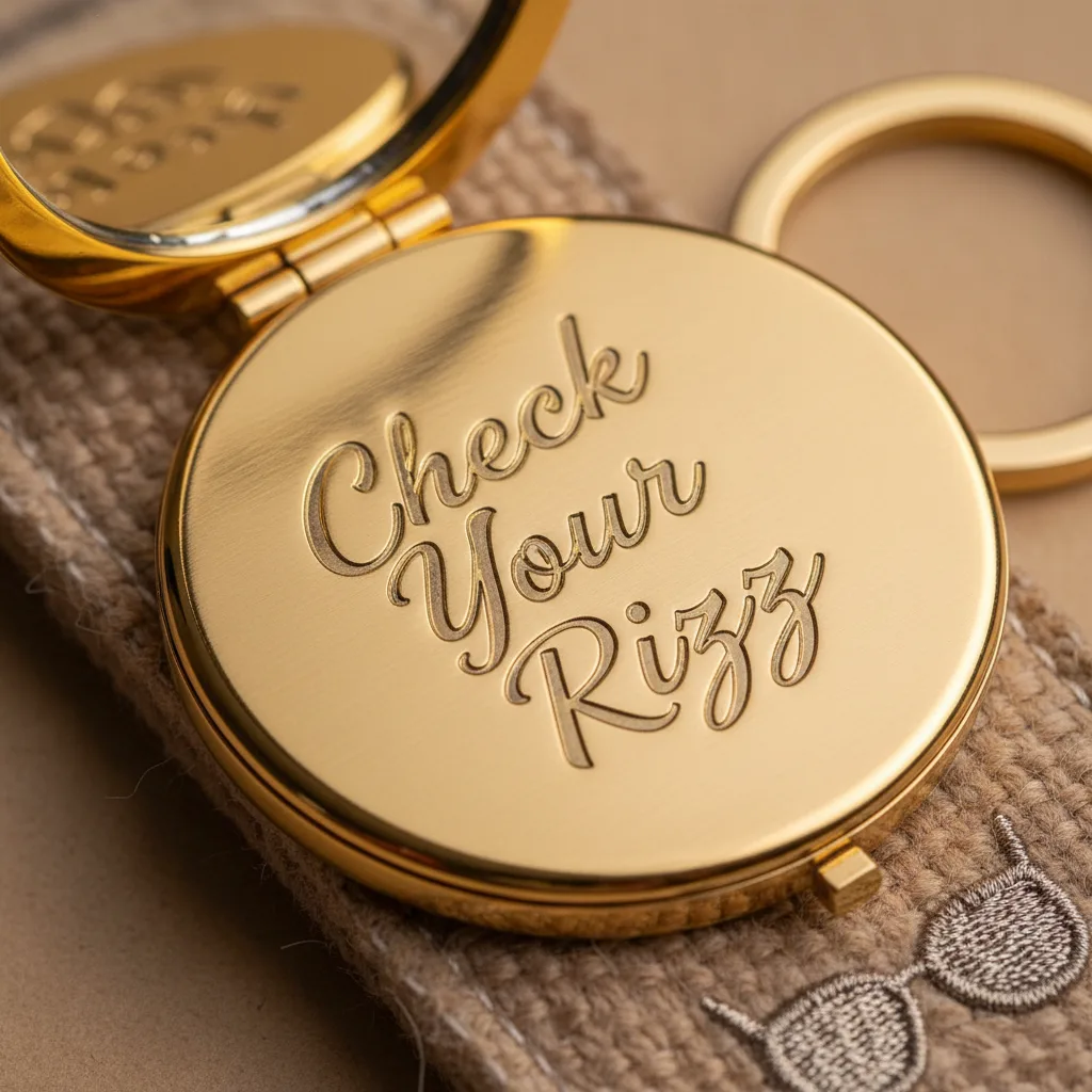Rizz Mirror Keychain detail close-up