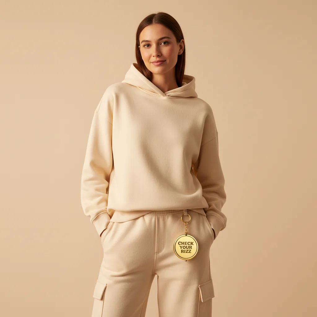 Rizz Mirror Keychain on model