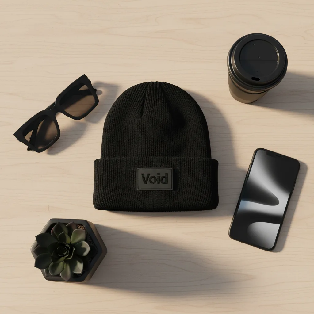 Void Beanie flat lay