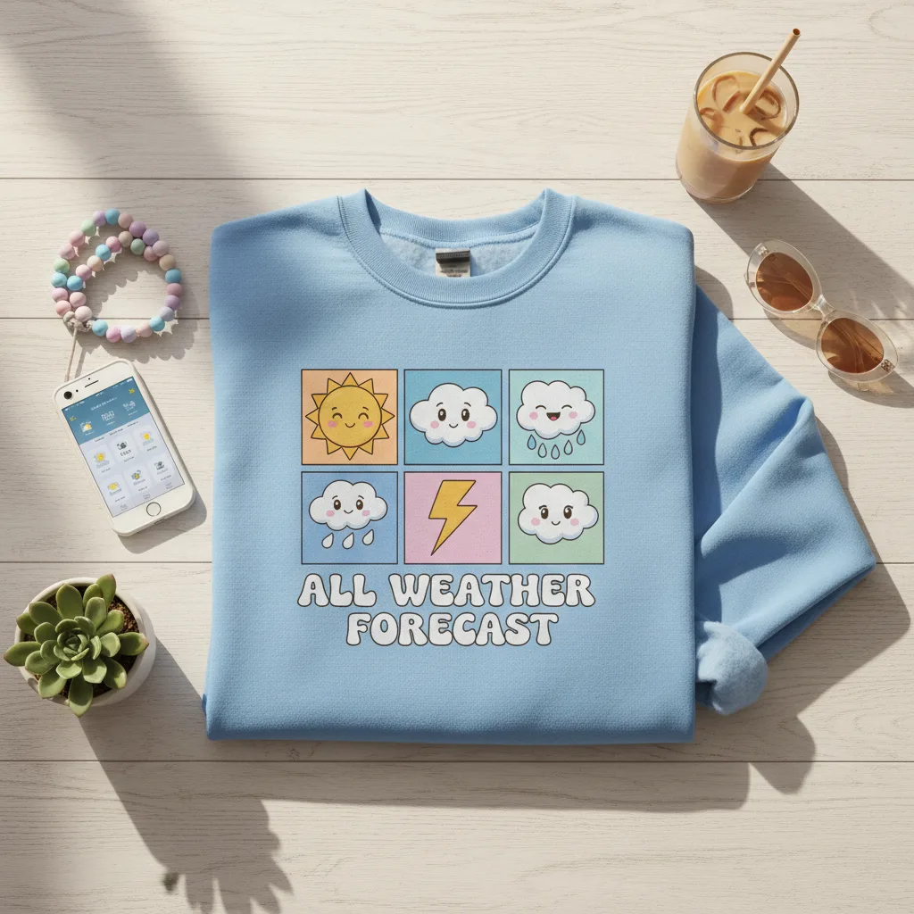 Weather Report Crewneck flat lay