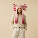 Axolotl Ear Flap Hat - axolotl ear flap hat model front