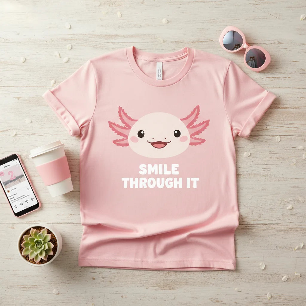 Axolotl Smile Tee - axolotl smile tee flatlay