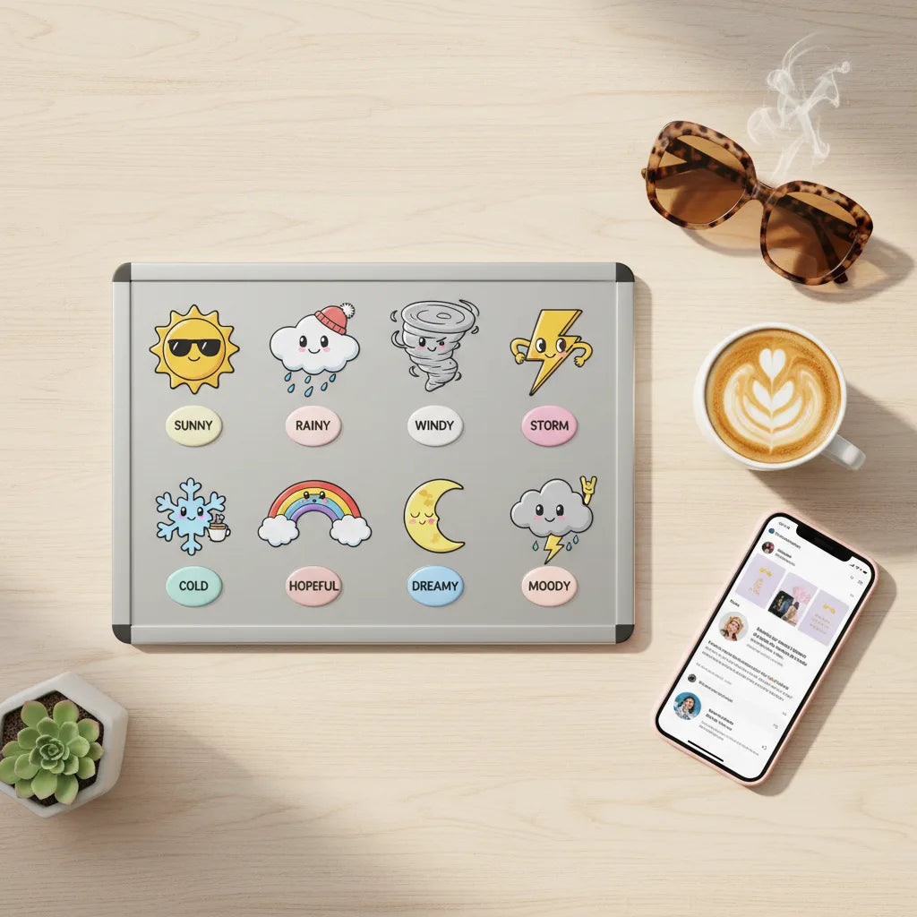 Weather Mood Board - weather mood board flatlay